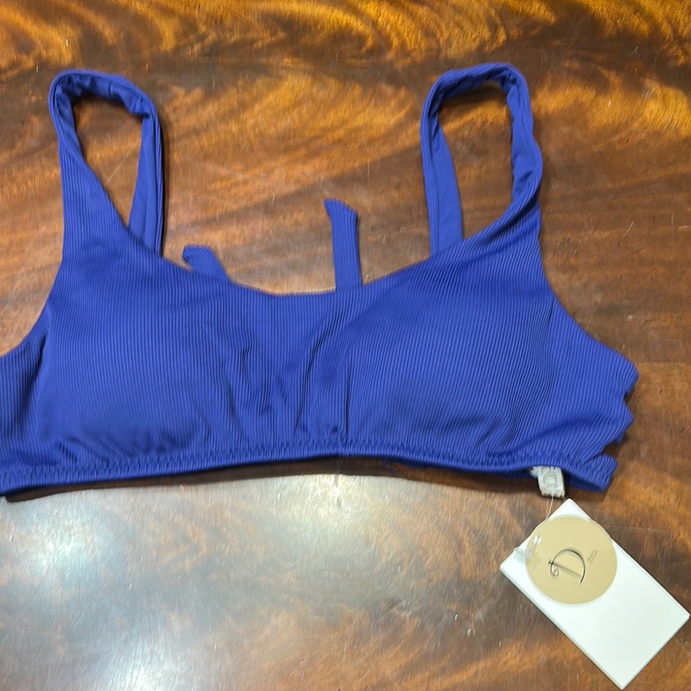 BECCA Deep Blue Ribbed Bikini Top